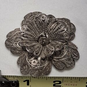 Sterling Filigree Rose brooch